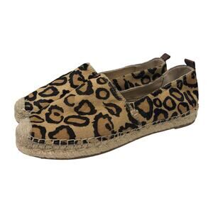 Sam Edelman Leopard Print Espadrille Flats - Tan & Black Sz 8